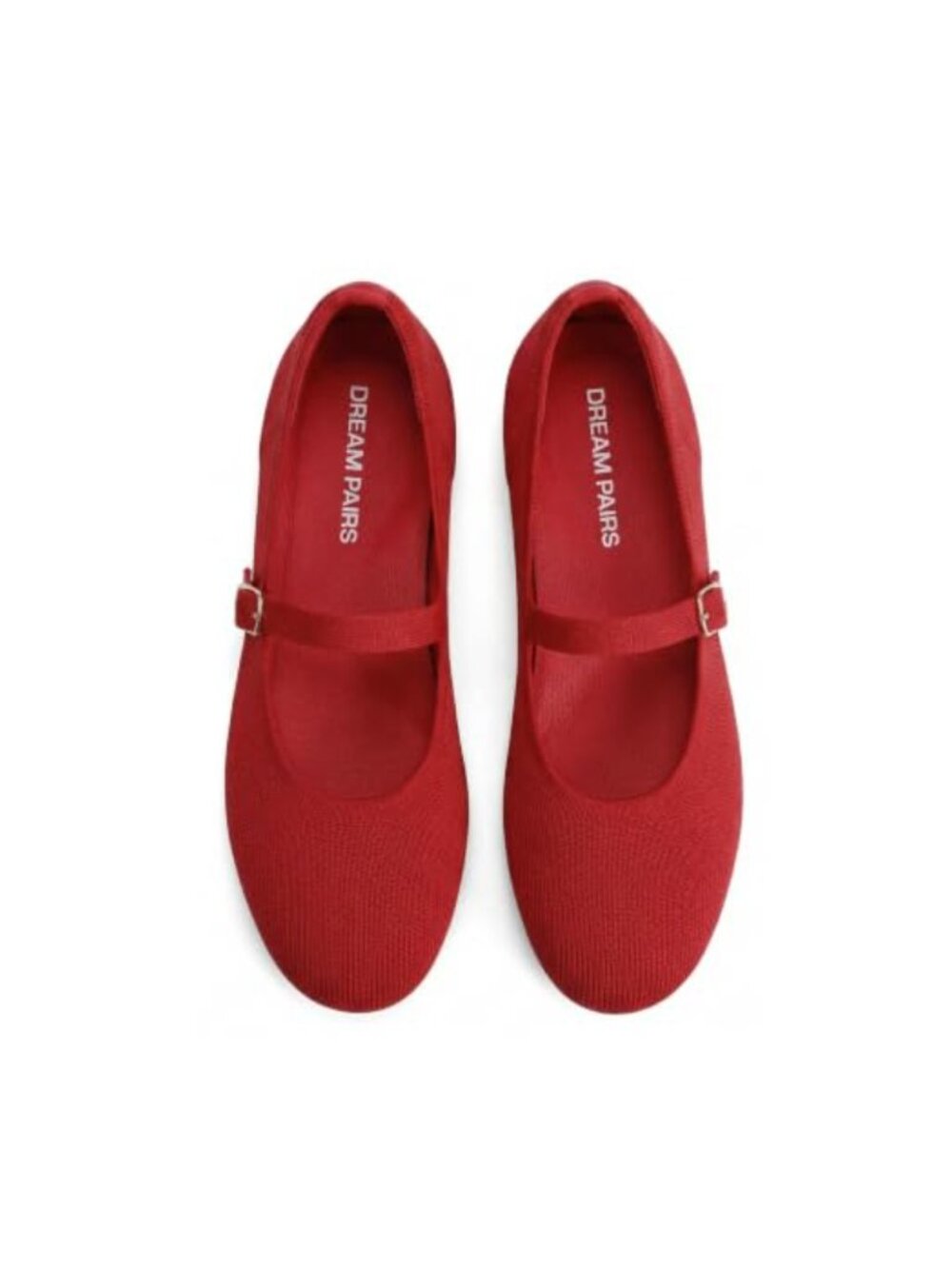 Mary Jane Ballet Flats Knit Buckle Ankle Strap Arch Support Casual Work